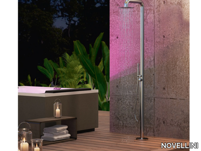 DIVINA - OUTDOOR SPA - Stainless steel shower panel with hand shower _ NOVELLINI