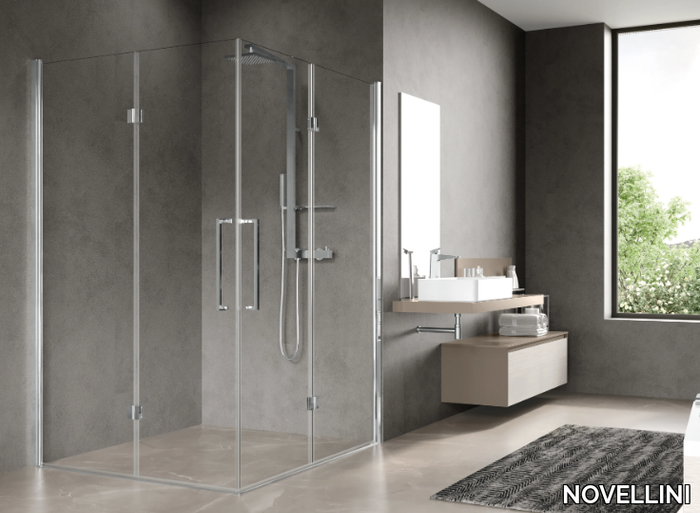 YOUNG 2AS - Corner shower cabin with folding door _ NOVELLINI