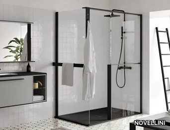 KUADRA H+H FRAME - Aluminum and tempered glass shower panel _ NOVELLINI