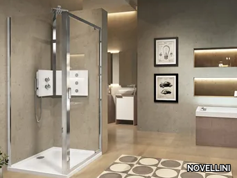 LUNES F - Corner shower cabin with hinged door _ NOVELLINI