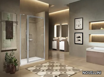 LUNES 2.0 G+F IN LINE - Niche shower cabin with pivot door _ NOVELLINI