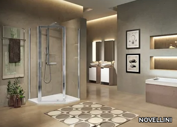 LUNES PENTAGONO G - Corner shower cabin with hinged door _ NOVELLINI