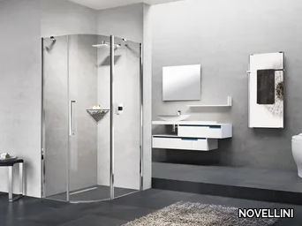 YOUNG R - Semicircular shower cabin with hinged door _ NOVELLINI