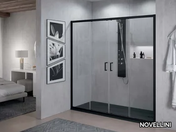 ZEPHYROS 2.0 2A - Niche rectangular glass and aluminium shower cabin with sliding door _ NOVELLINI