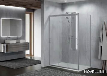 ZEPHYROS 2.0 3P - Corner rectangular shower cabin with sliding door _ NOVELLINI