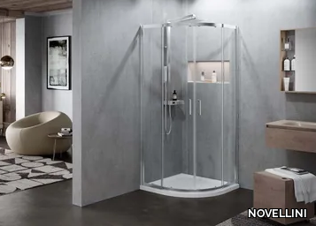 ZEPHYROS 2.0 R - Corner glass and aluminium shower cabin with sliding door _ NOVELLINI