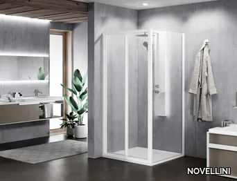 ZEPHYROS 2.0 S IN OUT - Corner glass and aluminium shower cabin with folding door _ NOVELLINI