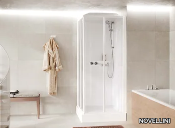 MEDIA GLASS A - Multifunction glass and aluminium shower cabin with sliding door _ NOVELLINI