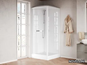 MEDIA GLASS GF - Multifunction glass and aluminium shower cabin with sliding door _ NOVELLINI