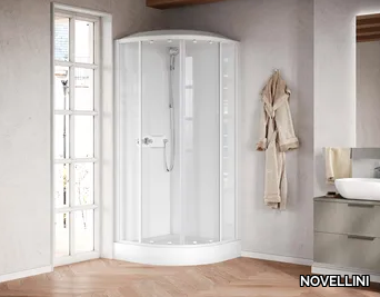 MEDIA GLASS R - Multifunction glass and aluminium shower cabin with sliding door _ NOVELLINI