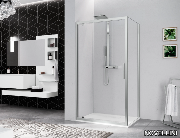 KUADRA 2.0 G - Corner shower cabin with pivot door _ NOVELLINI