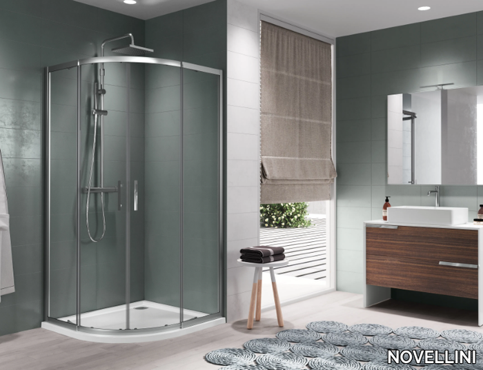 ZEPHYROS R - Quadrant shower cabin with slide door and fixed panel _ NOVELLINI