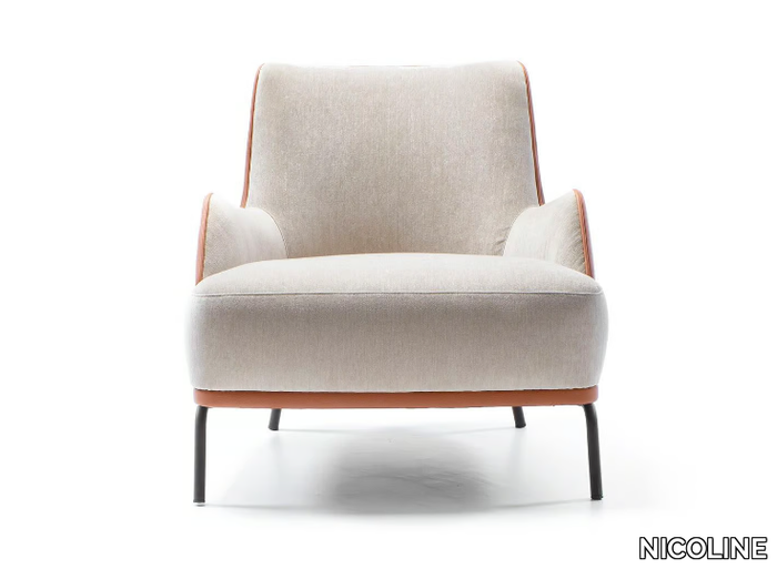 BEA LOW - Fabric armchair with armrests _ NICOLINE