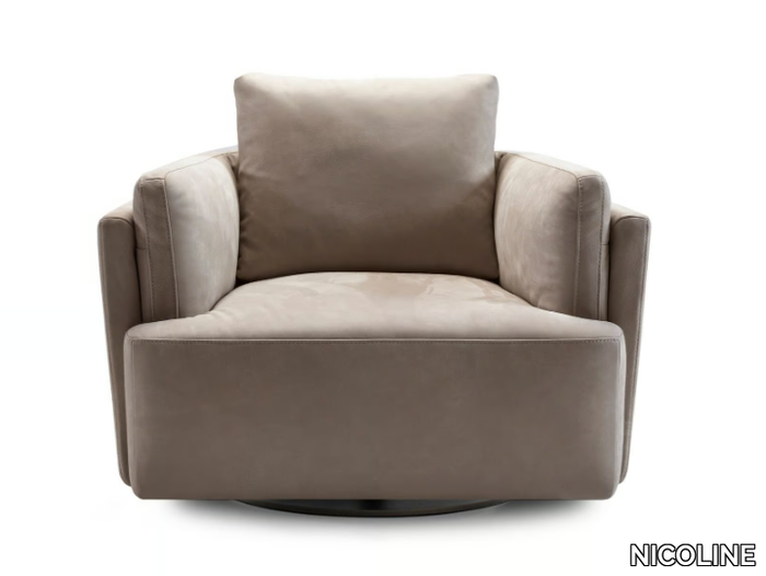 SUNSET SWIVEL - Swivel leather armchair with armrests _ NICOLINE