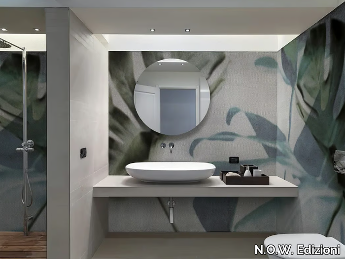 JUNGLE / MONSTERA - Washable panoramic glass-fibre wallpaper _ N.O.W. Edizioni