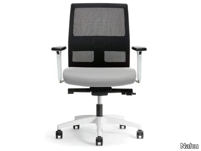 OMNIA WHITE 02-03 - Height-adjustable upholstered office chair with headrest _ Nahu