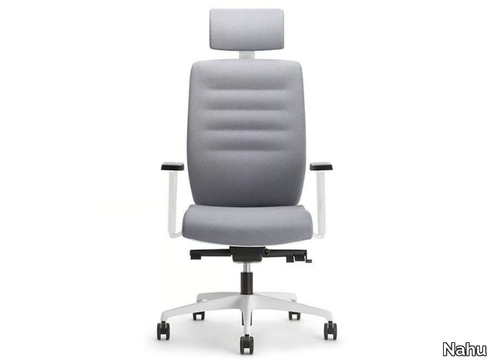 AVA WHITE 01 PT - Swivel fabric office chair with 5-Spoke base with armrests _ Nahu