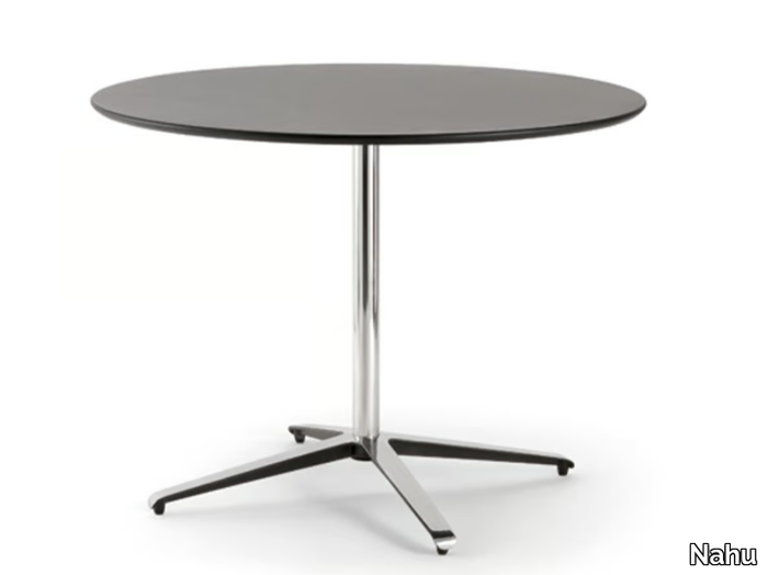 LOTO BISTROT - Round steel and wood table with 4-star base _ Nahu