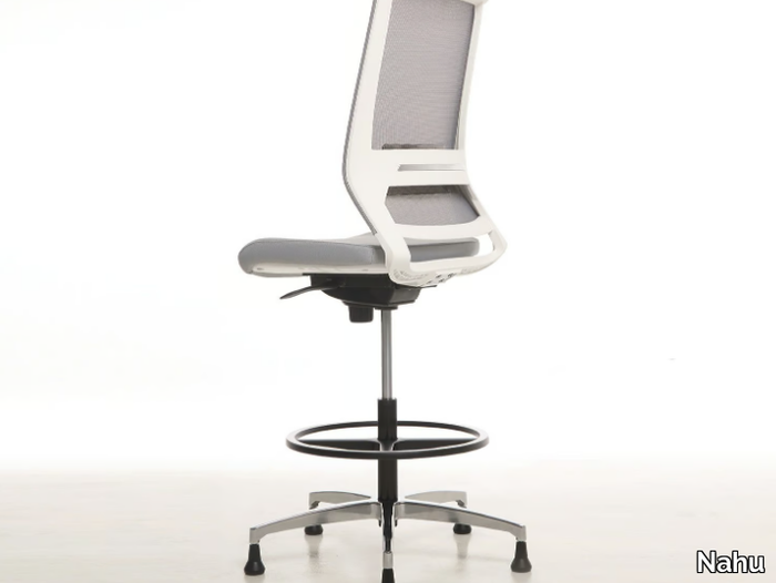 LOGICA WHITE - Office stool with 5-Spoke base with footrest _ Nahu