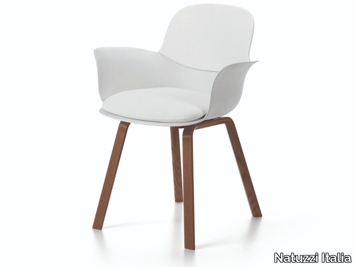 NANÀ - Chair with polyurethane and fabric shell and wooden legs _ Natuzzi Italia