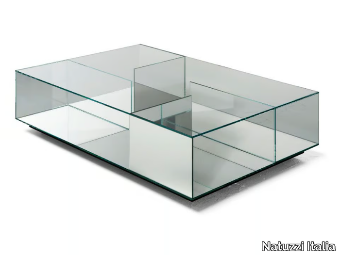 LABIRINTO - Low glass coffee table with castors _ Natuzzi Italia