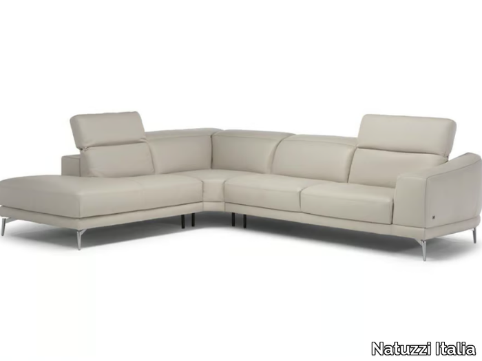 BROOKLYN - Corner sectional leather sofa with headrest _ Natuzzi Italia