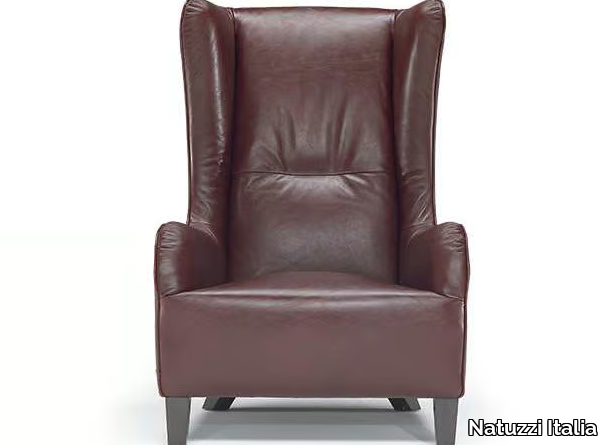 MARLENE - Leather armchair with armrests _ Natuzzi Italia