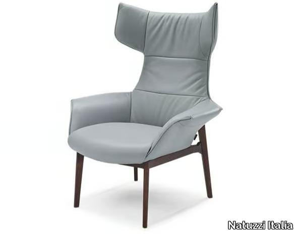 AURA - Wing leather armchair _ Natuzzi Italia