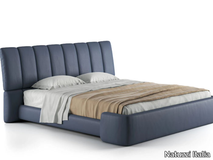 BRIQ - Leather storage bed with upholstered headboard _ Natuzzi Italia