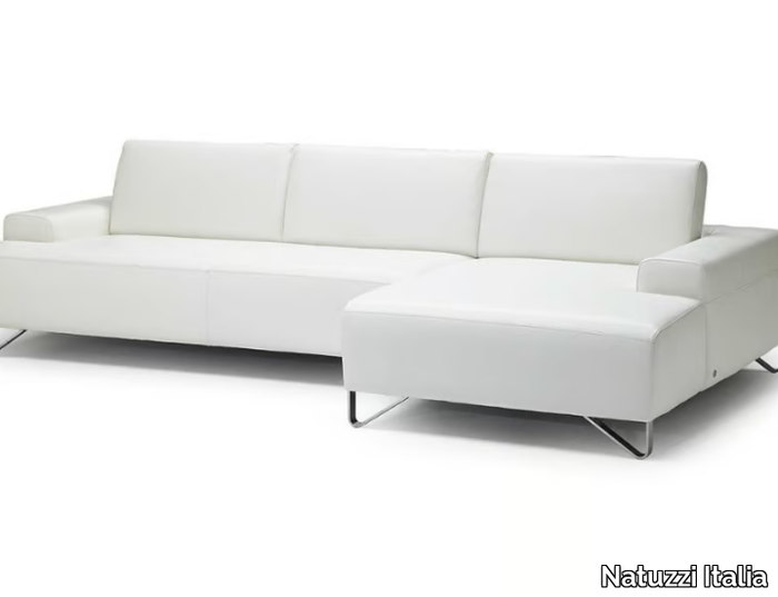 FLY - Sectional leather sofa with chaise longue _ Natuzzi Italia