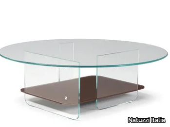 CAVA - Round glass coffee table with integrated magazine rack _ Natuzzi Italia