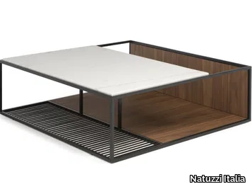 FIL ROUGE - Square coffee table with integrated magazine rack _ Natuzzi Italia