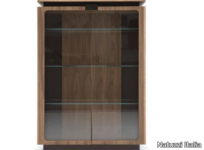 PHANTOM - Walnut display cabinet with integrated lighting _ Natuzzi Italia