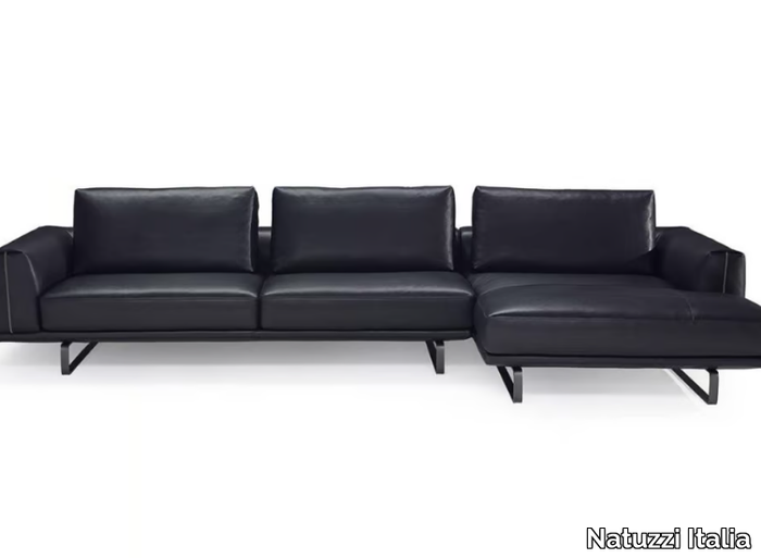 TEMPO - Sectional leather sofa with chaise longue _ Natuzzi Italia