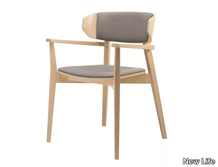 HELLEN PLUS PO03 - Wooden chair with armrests and integrated cushion _ New Life