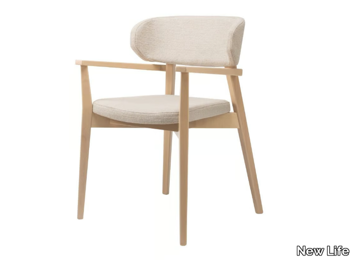 HELLEN PLUS PO04 - Upholstered wooden chair with armrests _ New Life