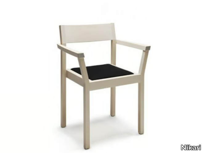 PERIFERIA KVT3 - Stackable wooden chair with armrests and fabric seat _ Nikari