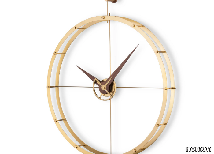 DOBLE O PREMIUM G - Wall-mounted wood and brass clock _ nomon