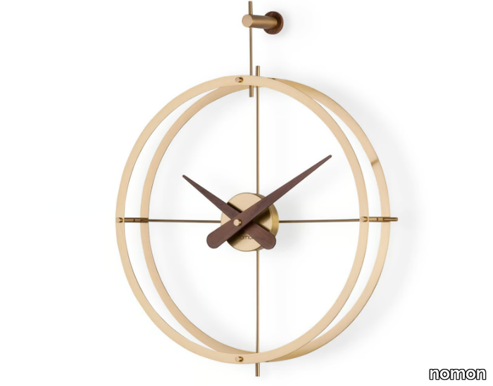 DOS PUNTOS PREMIUM - Wall-mounted wood and brass clock _ nomon