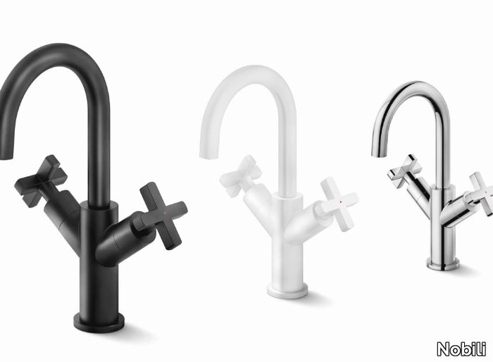 LIRA - 1 hole washbasin tap with individual rosettes _ Nobili