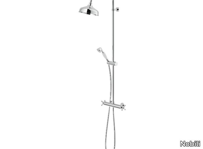 GRAZIA - Wall-mounted thermostatic shower panel with overhead shower _ Nobili