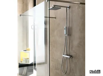 LOOP - Wall-mounted shower panel with hand shower with overhead shower _ Nobili