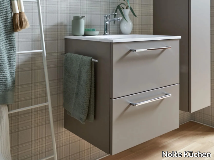 SOFT LACK LAVA SOFT MAT - Wall-mounted single wooden vanity unit with drawers _ Nolte Küchen