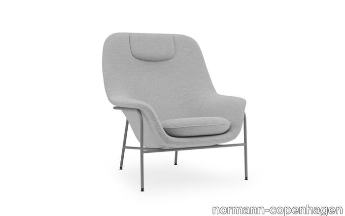 Drape Lounge Chair High W. Headrest Grey Steel Hallingdal