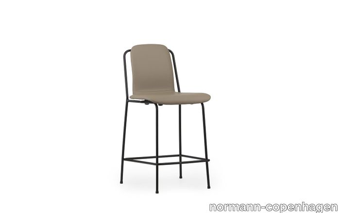 Studio Bar Chair 65 cm Full Upholstery Black Steel/ Ultra Leather