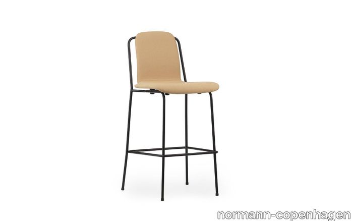 Studio Bar Chair 75 cm Full Upholstery Black Steel/ Synergy