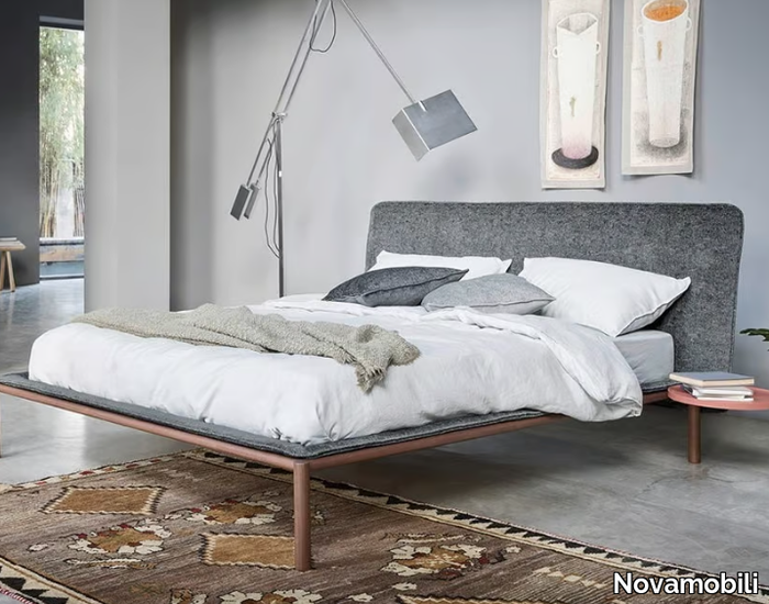 RAIN - Fabric double bed with upholstered headboard _ Novamobili