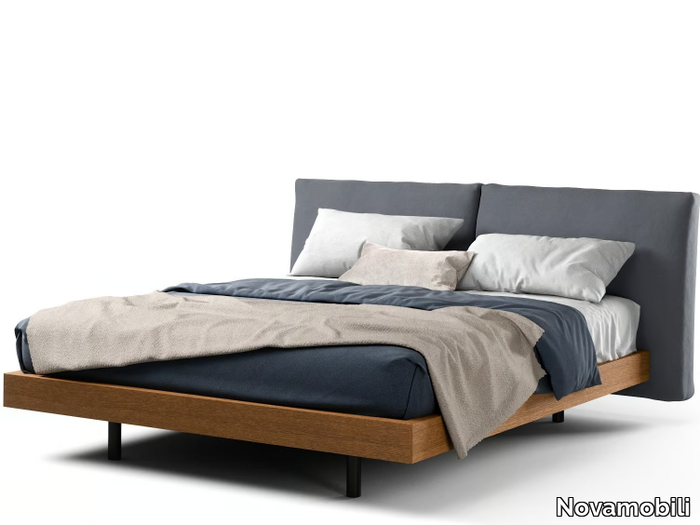 TWICE - Wooden double bed with upholstered headboard _ Novamobili