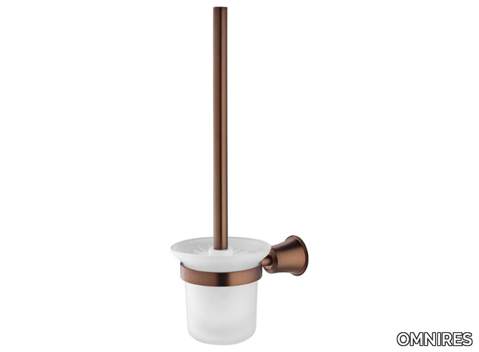 ART LINE AL53620 - Wall-mounted satin glass and brass toilet brush _ OMNIRES