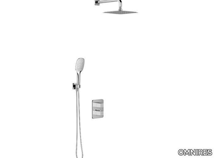 SLIDE SYSSL11 - Thermostatic shower set with hand shower and overhead shower _ OMNIRES